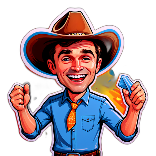 Caricatură jucăușă a lui Charlie Kirk purtând o pălărie de cowboy