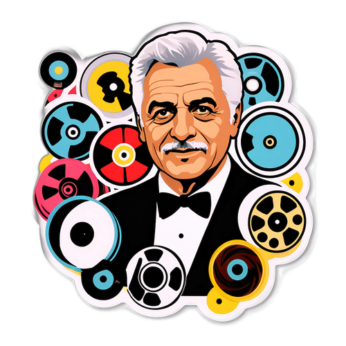 Ritratto di Michele Placido con Bobine Cinematografiche