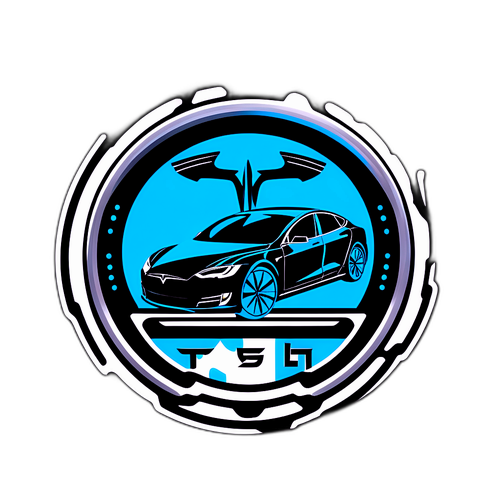 테슬라 로고와 전기차 디자인이 조화를 이루는 스티커