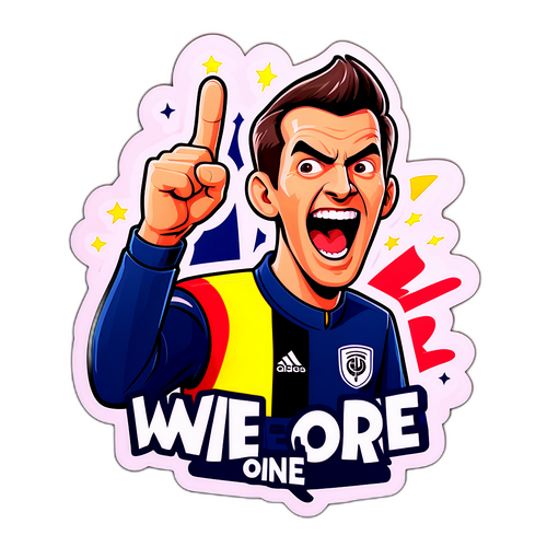 Cảnh một cổ động viên bóng đá Đức reo hò 'Chúng tôi là số một!' trong không khí cổ vũ sôi động.