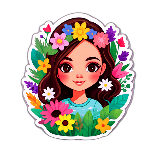 Adesivo carino di Laura Santi tra fiori e natura