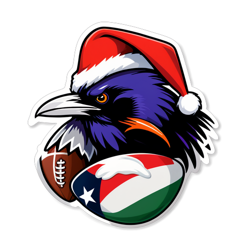 Christmas-Themed Ravens and Texans Football Sticker