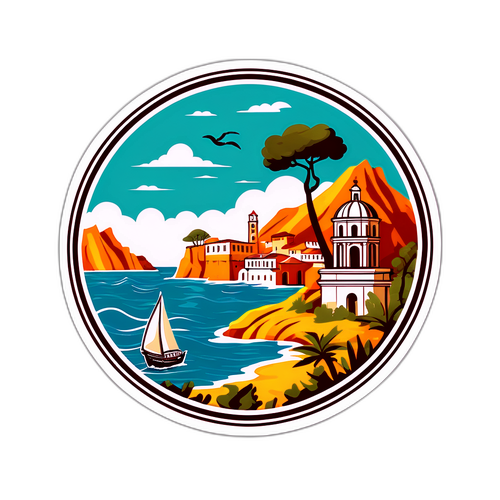 Sticker do Mar Tirreno com Paisagens Italianas