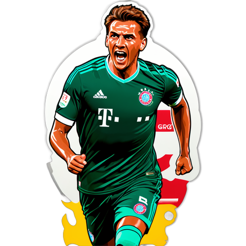 Ein Sticker von der Spielerfeier von Bayern gegen Werder Bremen mit Jubelszenen