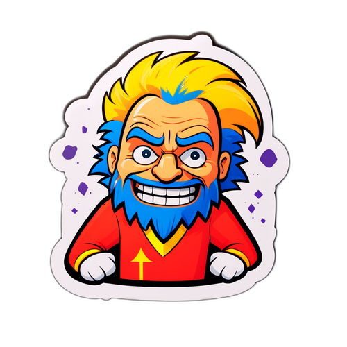 Humorystyczna naklejka z postacią w stylu komiksowym
