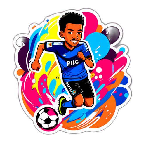Fargerik design av Joao Pedro med fotball