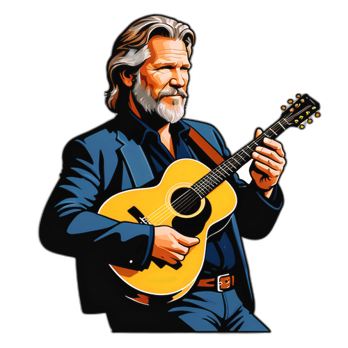 Charismatisches Sticker von Jeff Bridges mit Gitarre