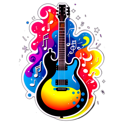 Diseño de guitarra con notas musicales