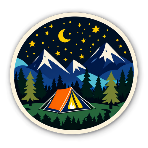 Adventurous Camping Scene Sticker