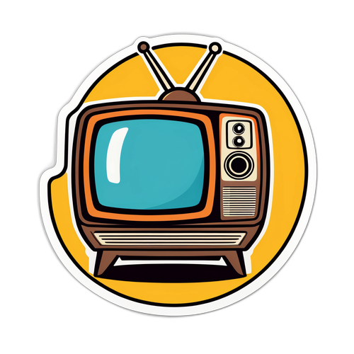 Sticker televizor retro cu logo-ul "Prima Sport 1 Live"
