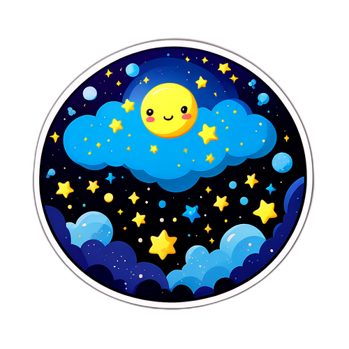 Whimsical Night Sky Sticker