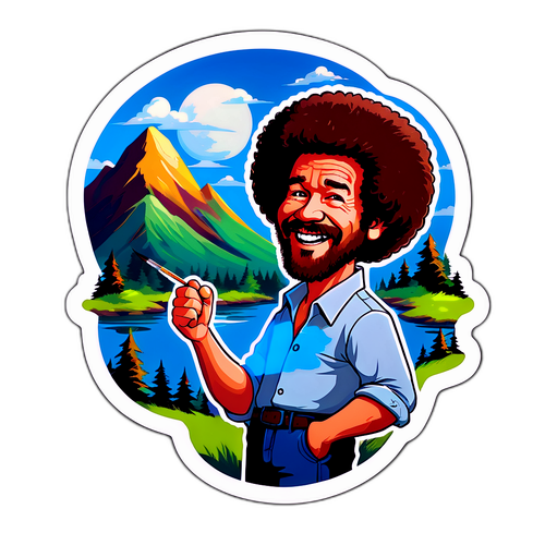 Αυτοκόλλητο με τον Μπομπ Ρος σε απρόβλεπτες καταστάσεις ζωγραφικής