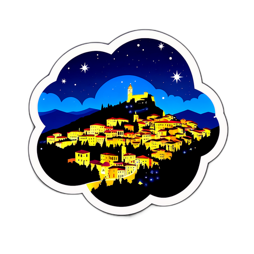 Aufkleber von San Marino bei Nacht