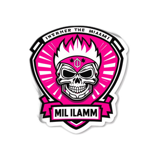 Sticker logo Inter Miami với màu sắc đặc trưng và cụm từ 'Will rematch'