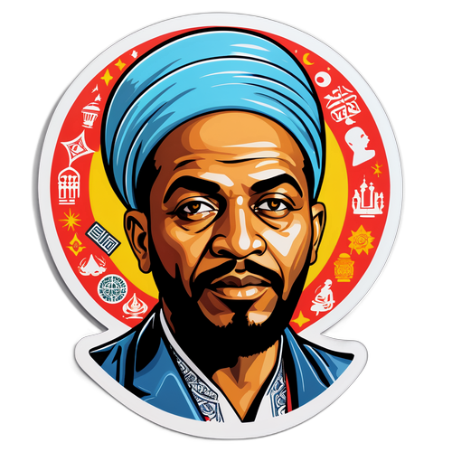 Стікери з портретом Бели Мухаммеда в сучасному мистецькому стилі