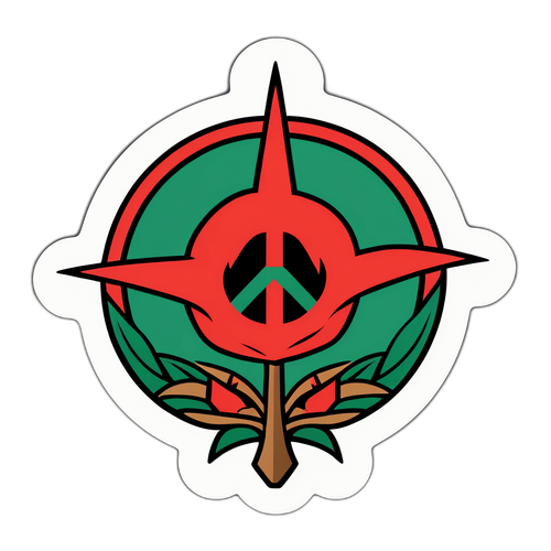 Un symbole de paix avec des éléments du Polisario, enraciné dans une belle nature.