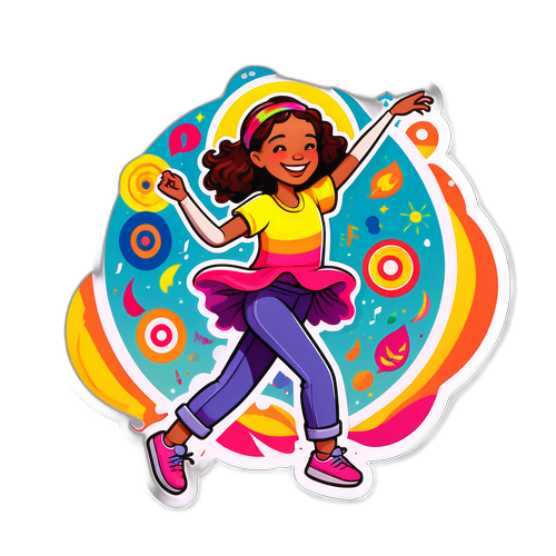 Radosna Naklejka z Tańczącą Dziewczynką