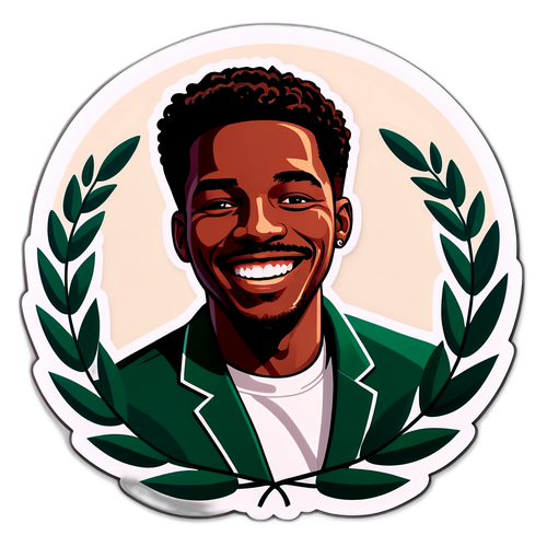 Джон Джон с улыбкой и лавровым венком