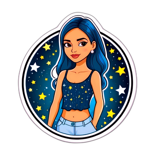 Sticker de Luciana Salazar con fondo estrellado
