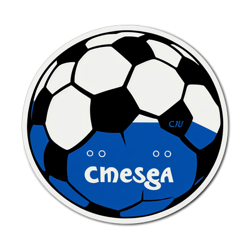 Fargerik klistremerke av en fotball med 'Chelsea'