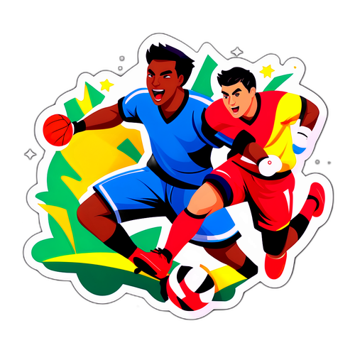 Sticker về giải đấu thể thao với các vận động viên thi đấu đầy nhiệt huyết
