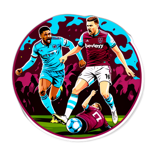 Ett klistermärke som fångar den intensiva kampen mellan West Ham och Brentford