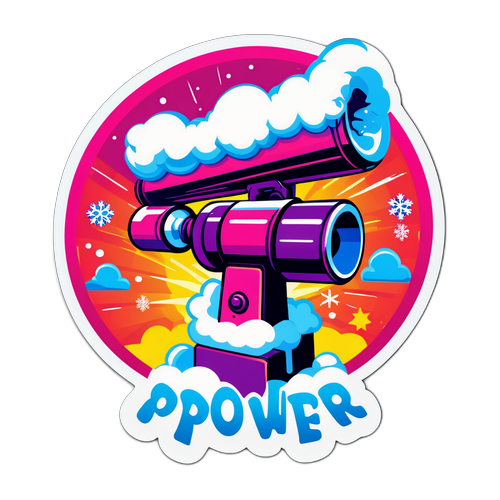 Cooler Schneekanone mit "Snow Power!" Schriftzug