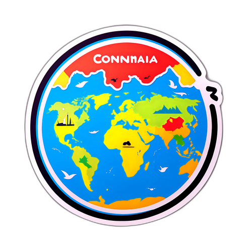 Kıtanın Her Yerini Gösteren Eğlenceli Sticker
