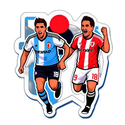Sticker celebrando el partido entre River Plate y Racing Club