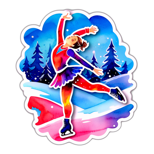 Фигуристка в акварельном стиле