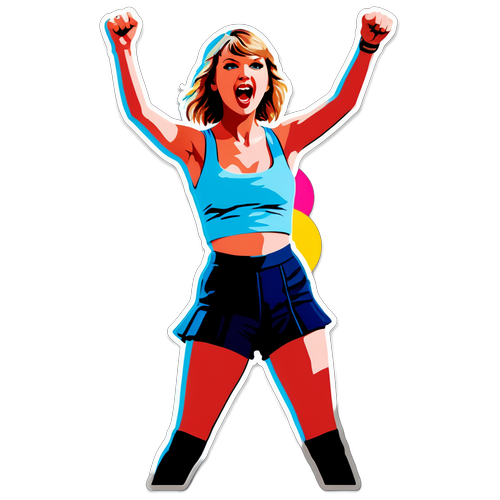 Livlig klistremerke av Taylor Swift på scenen