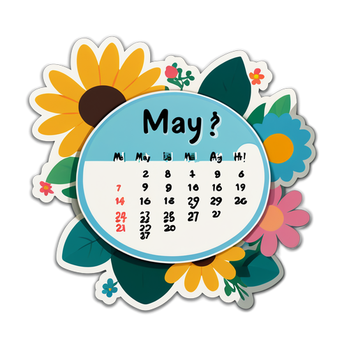 Stiker Minimalis Halaman Kalender Mei 1