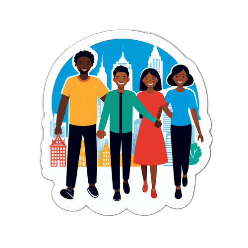 Cheerful City Scene Sticker