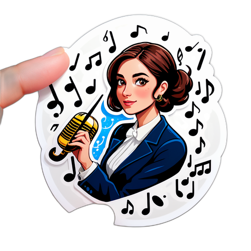 Sticker de Clara Luciani avec des notes de musique