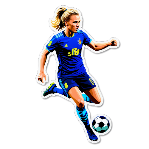 Sticker af Pernille Harder i en dynamisk driblepose