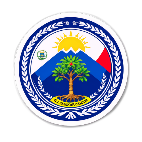Sticker mit der Flagge von El Salvador und nationalen Symbolen