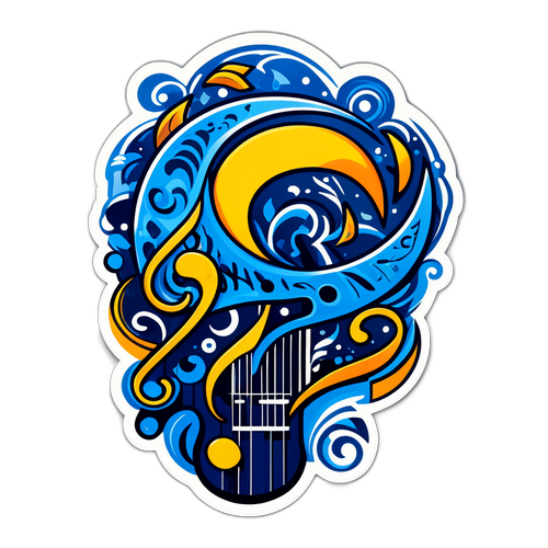 Artsy Blues and Sabres Logo with Musical Elements