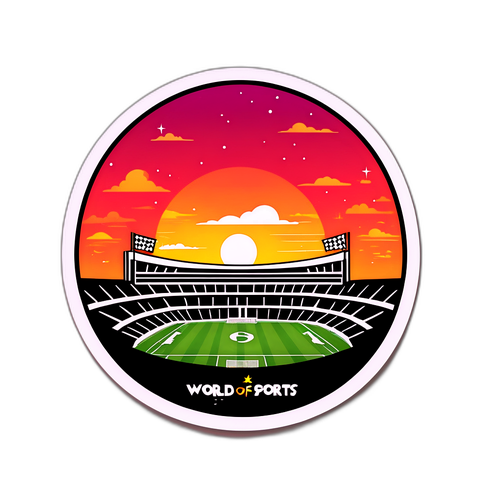 Силует стадіону Лівії на фоні заходу сонця