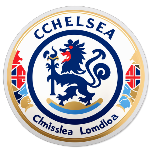 Adesivo com o logo do Chelsea e elementos icônicos de Londres