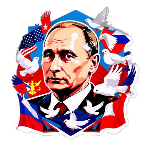 Władimir Putin w otoczeniu symboli politycznych