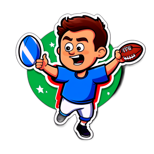 Cartoon-Style Football Action Sticker