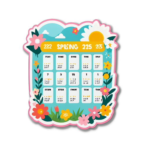春季慶祝活動可愛日曆貼紙