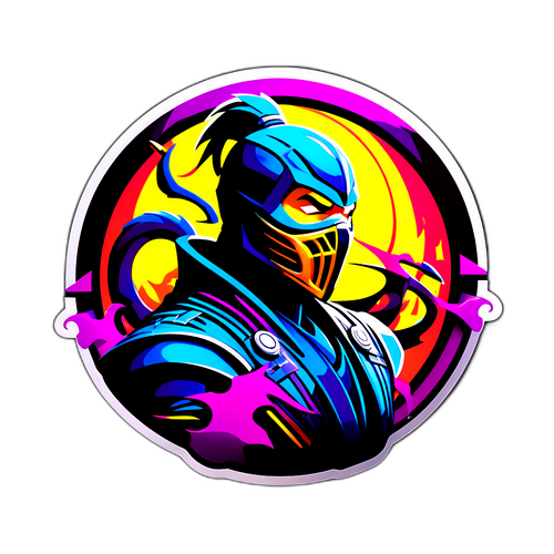 Mortal Kombat logo stylizovaný s futuristickými prvky a živými barvami