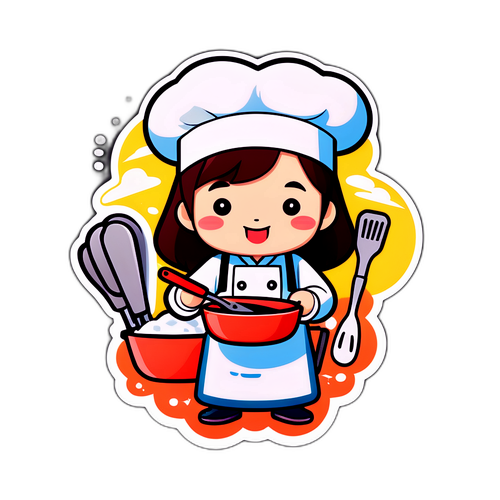 귀여운 캐릭터 디자인과 백종원의 요리 도구