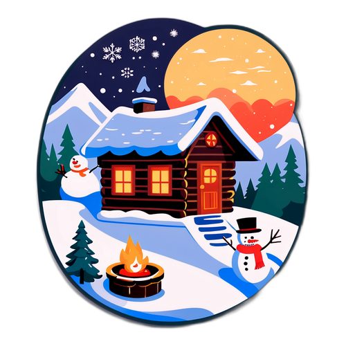 शांत मणाली के बर्फीले दृश्य का स्टीकर