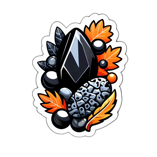 Αυτοκόλλητο με σχέδιο που συνδυάζει μαύρες πέτρες και φυσικά στοιχεία