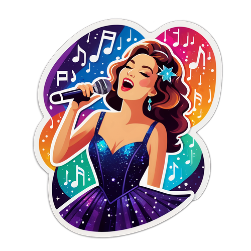 Irina Rimes Cântând cu Note Muzicale