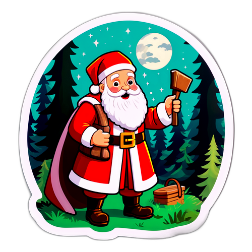 Ilustracja Świętego Mikołaja w lesie