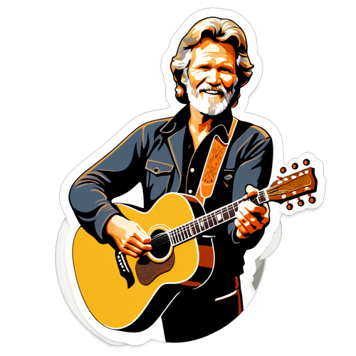 Relive the Legend: Kris Kristofferson's Timeless Music Journey Captured in a Stunning Vintage Sticker!