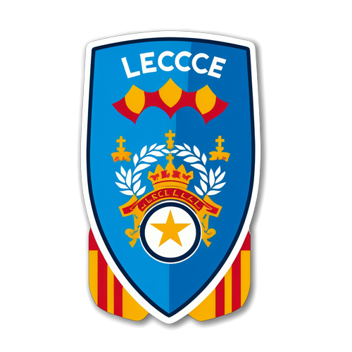 Lecce és Lazio emblémái a futballpálya előtt